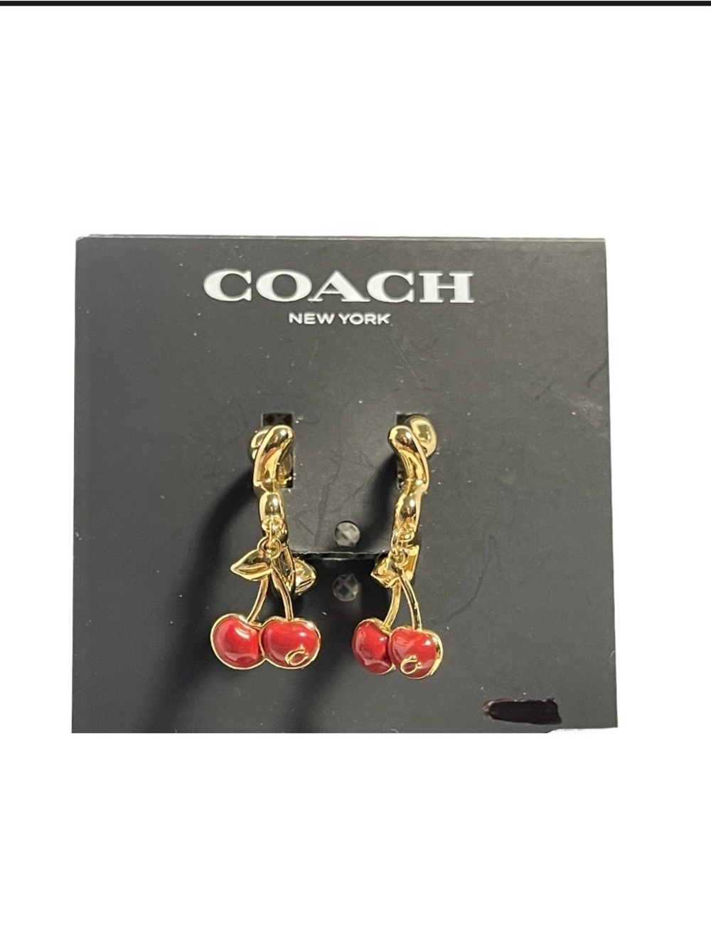 Coach Cherry Wavy Huggie Dangle Earrings - NWT **